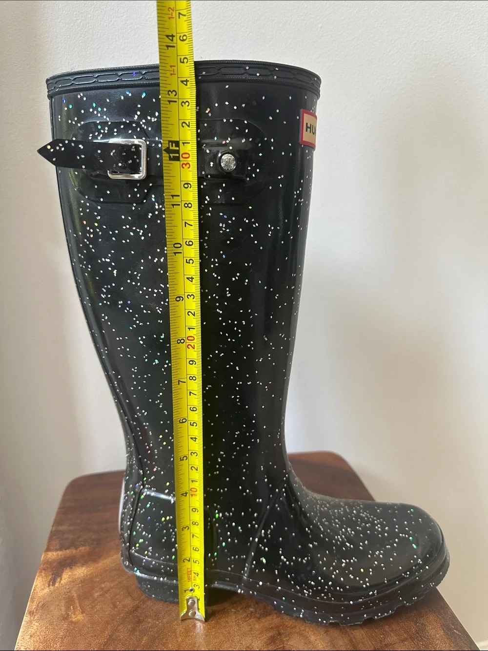 Hunter Black Big Glitter Sparkly Tall Rain Boots EU 36 / US 5